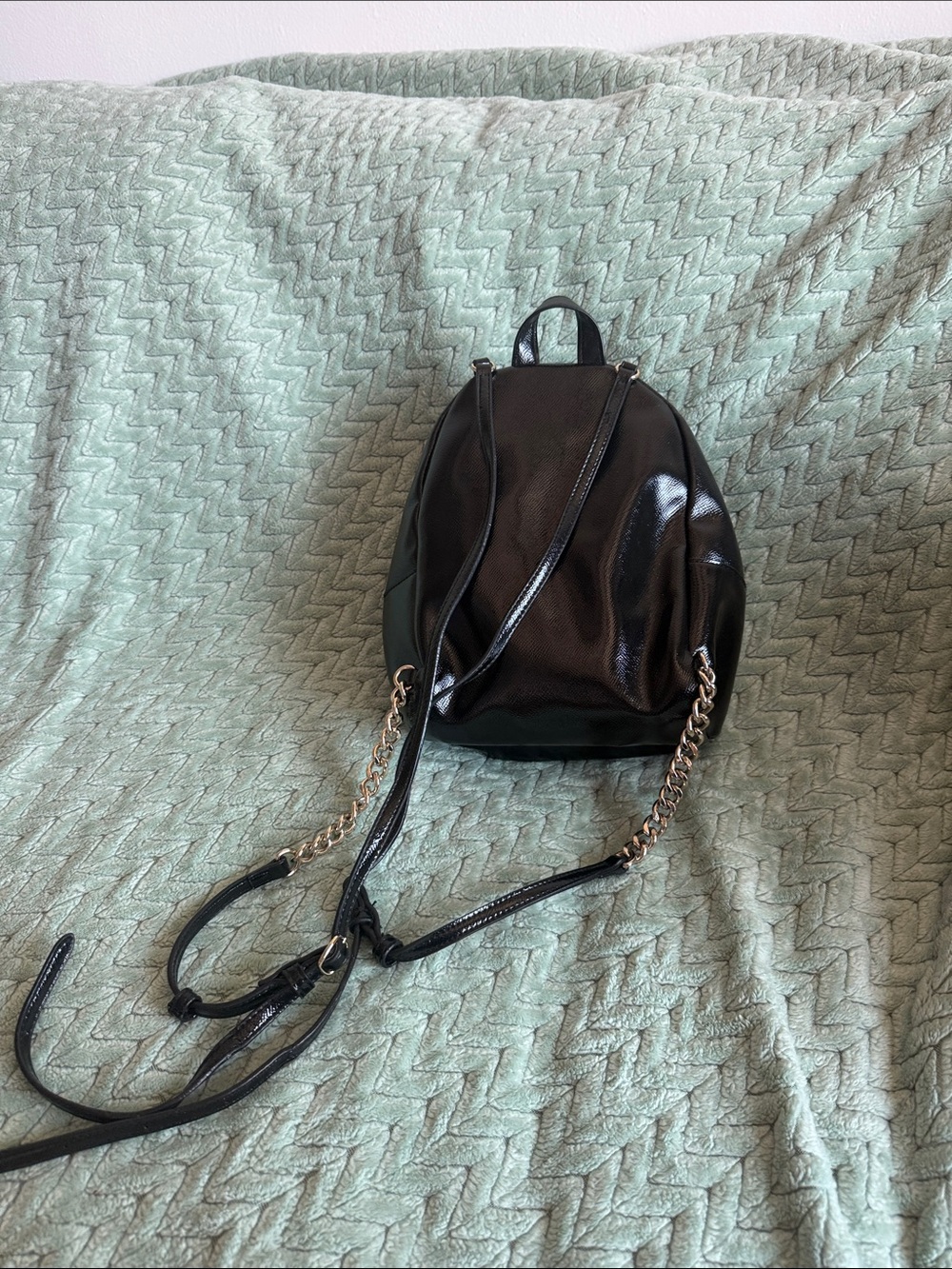 Victoria's Secret Black Mini Backpack with Pink Patch Accents - Picture 4 of 7